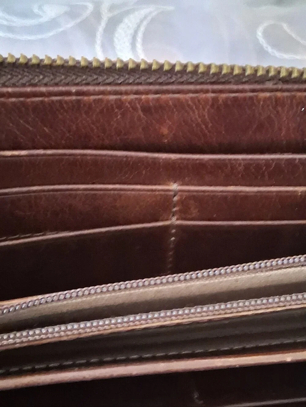 Frye Melissa Leather Zip Around Contential Wallet Dark Brown